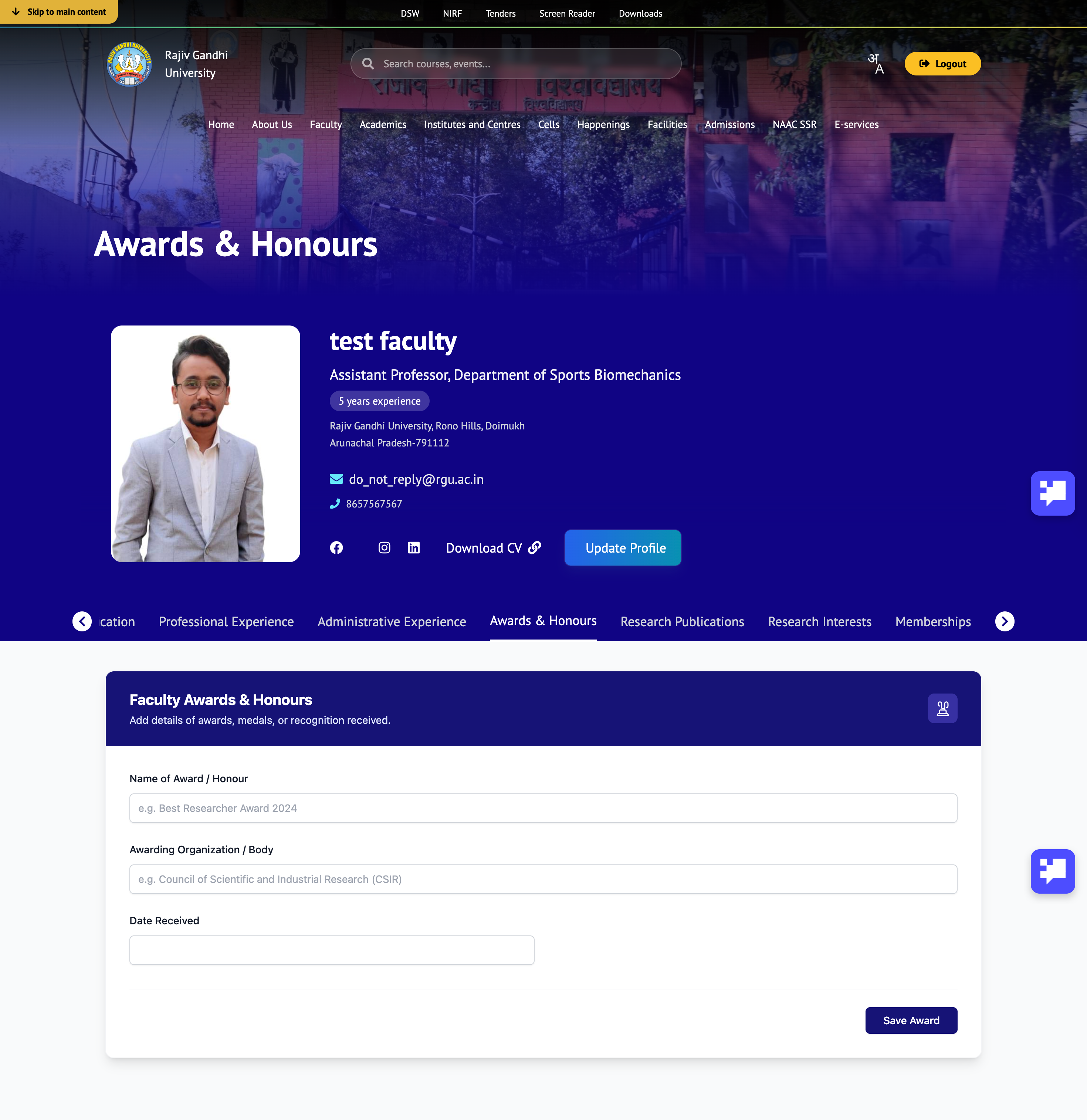 Awards and Honours Form