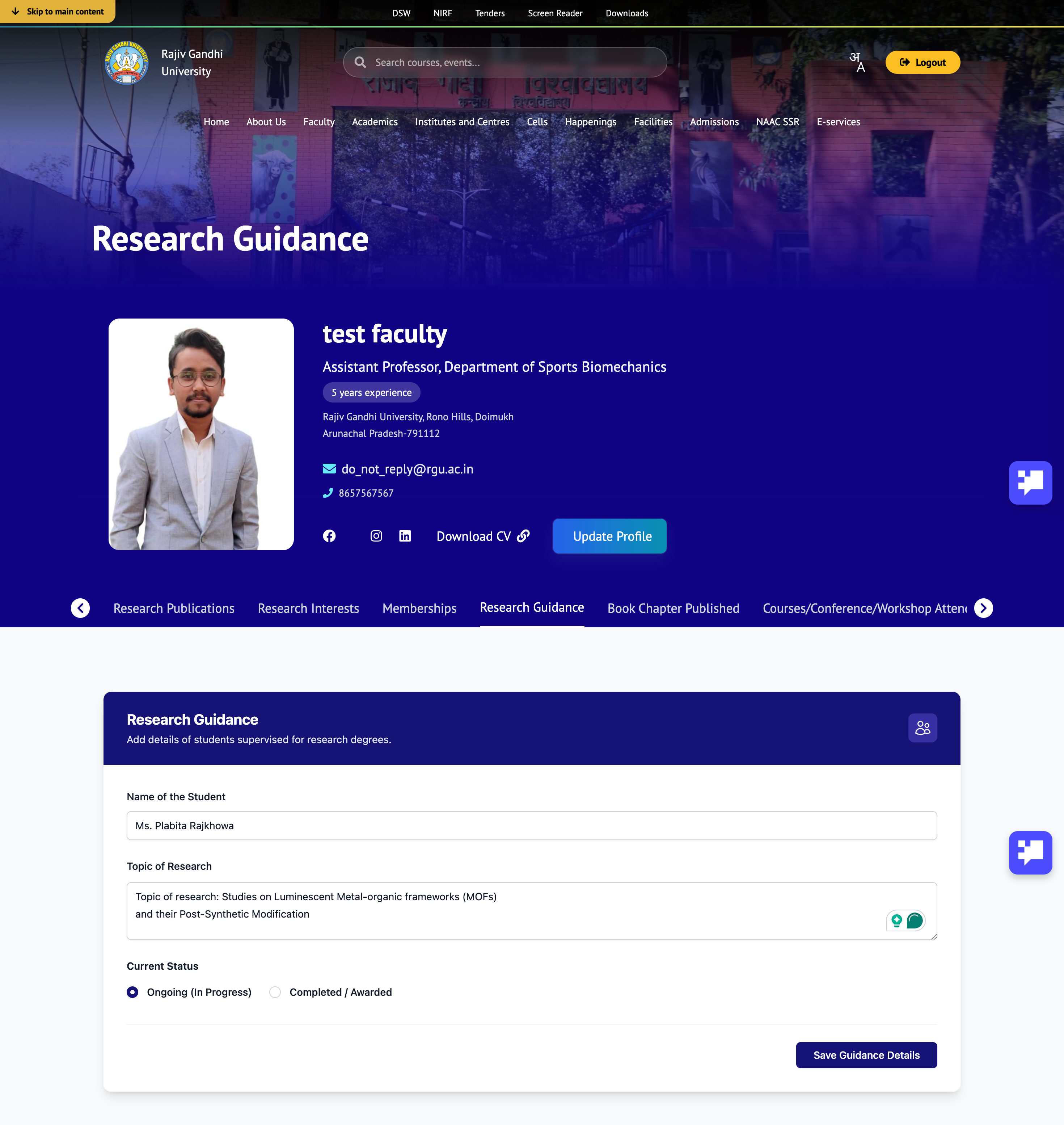 Add Research Guidance Form