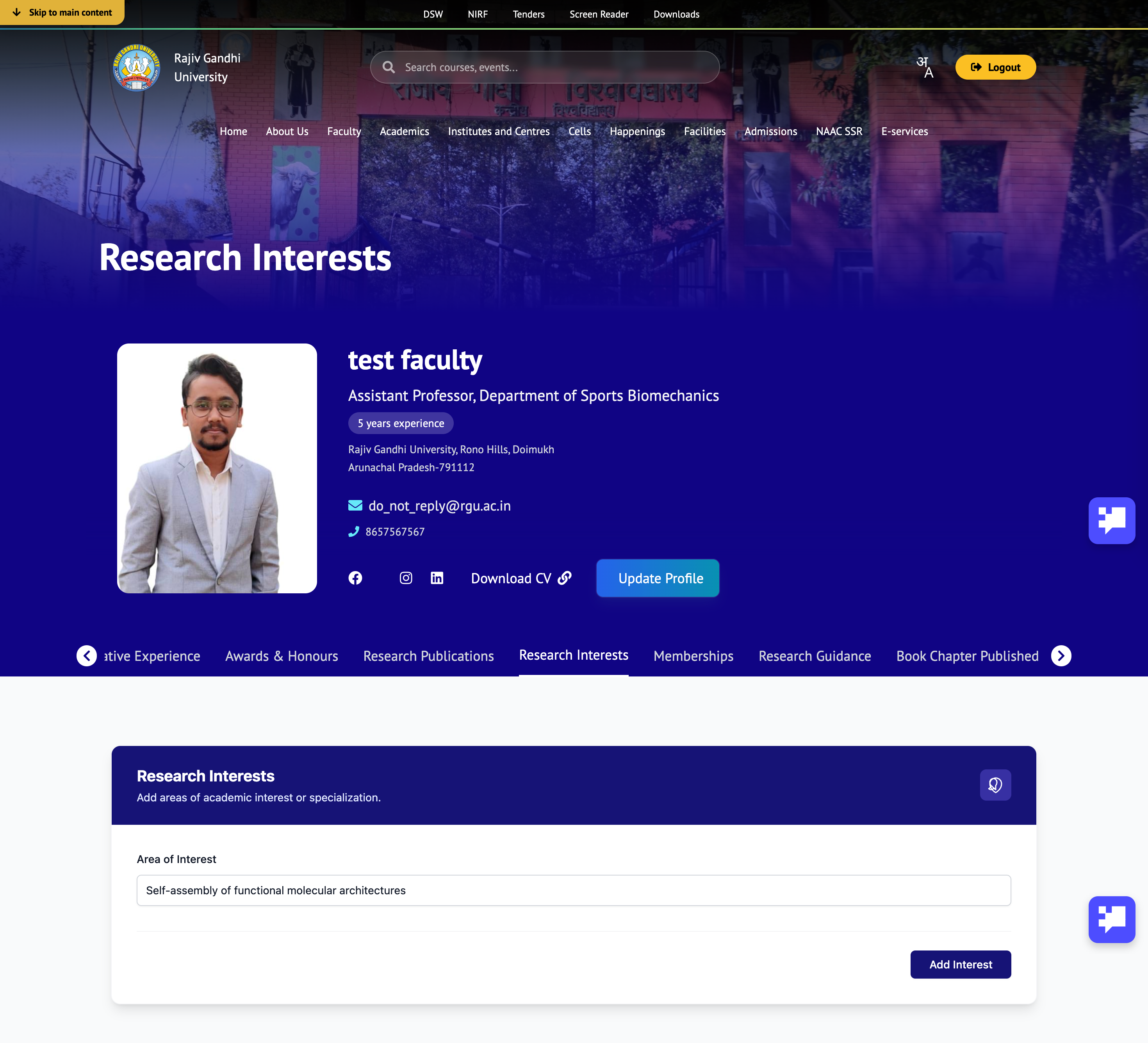Add Research Interest Form