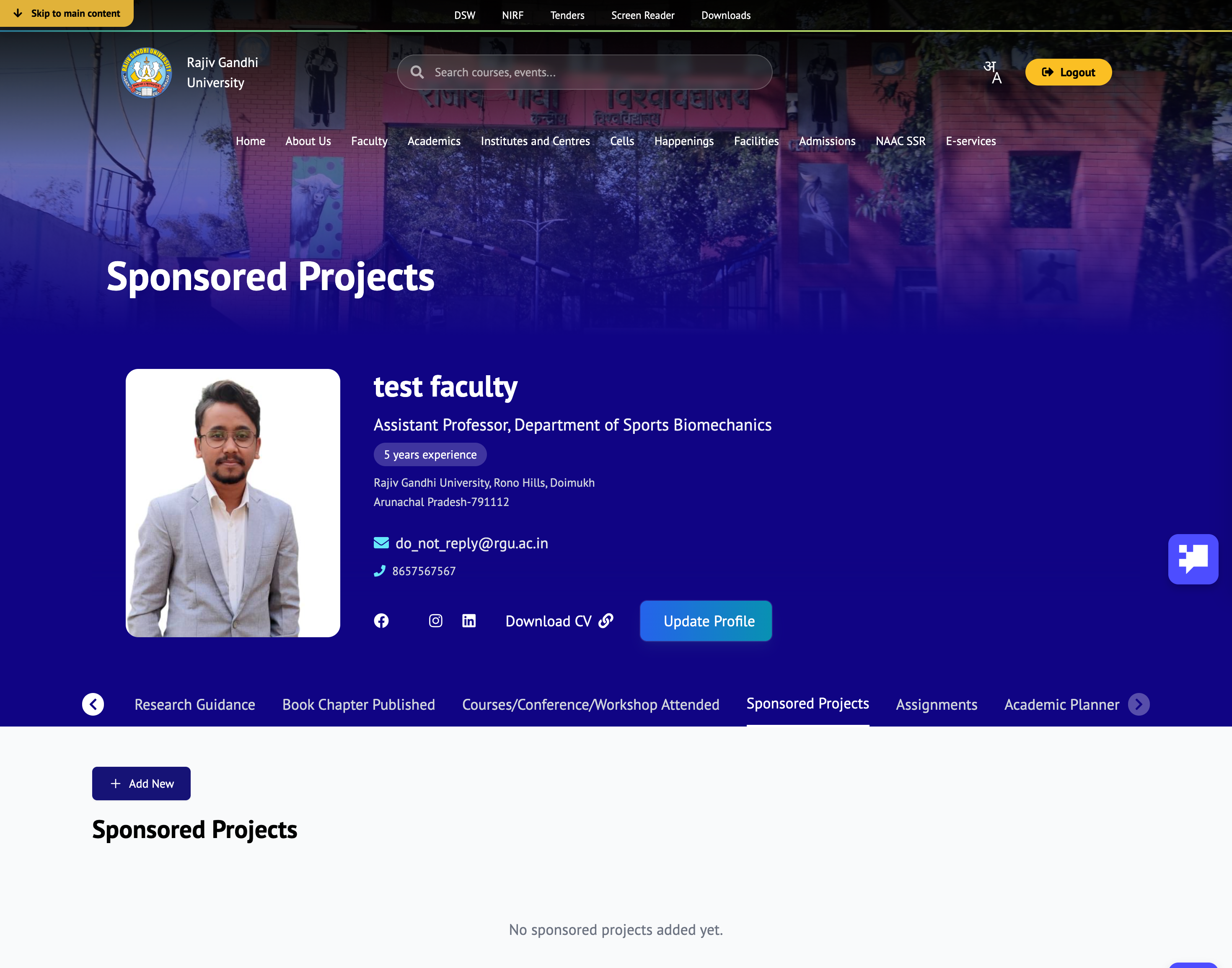 Sponsored Projects Tab